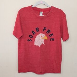 Soar Free Bald Eagle Graphic Tee Red White Blue 4th of July Kids Size M 10